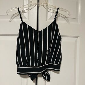 Black and White Striped Women's Top